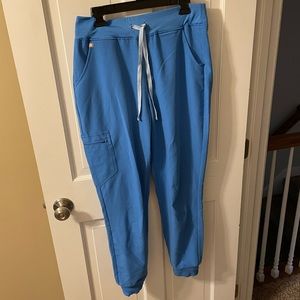 Figs High Waisted Zamora Jogger Bottoms in Capri Blue